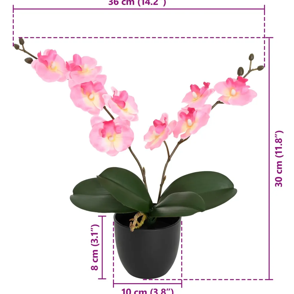 vidaXL Kunstorchidee Plant Roze 36 x 10 x 30 cm Stof, PE en PEVA