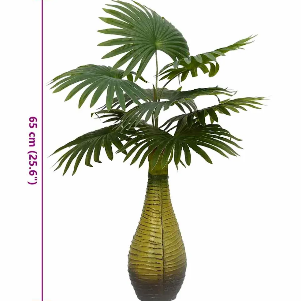 vidaXL Kunstpalmplant 9 bladeren 65 cm groen