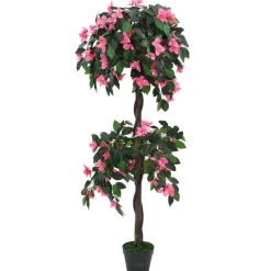 vidaXL Kunstplant met pot rododendron 155 cm groen en roze