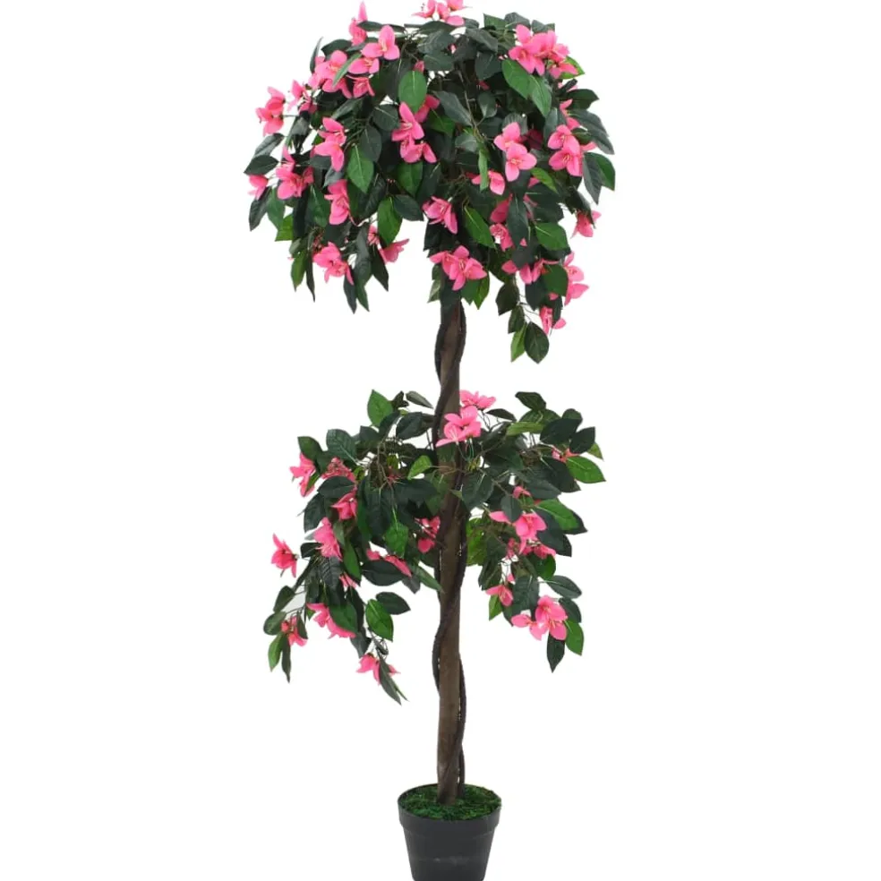vidaXL Kunstplant met pot rododendron 155 cm groen en roze