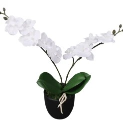 vidaXL Kunstplant orchidee met pot 30 cm wit