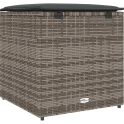 vidaXL Kussenbox met opslag Grijs 50 x 50 x 50 cm poly rattan