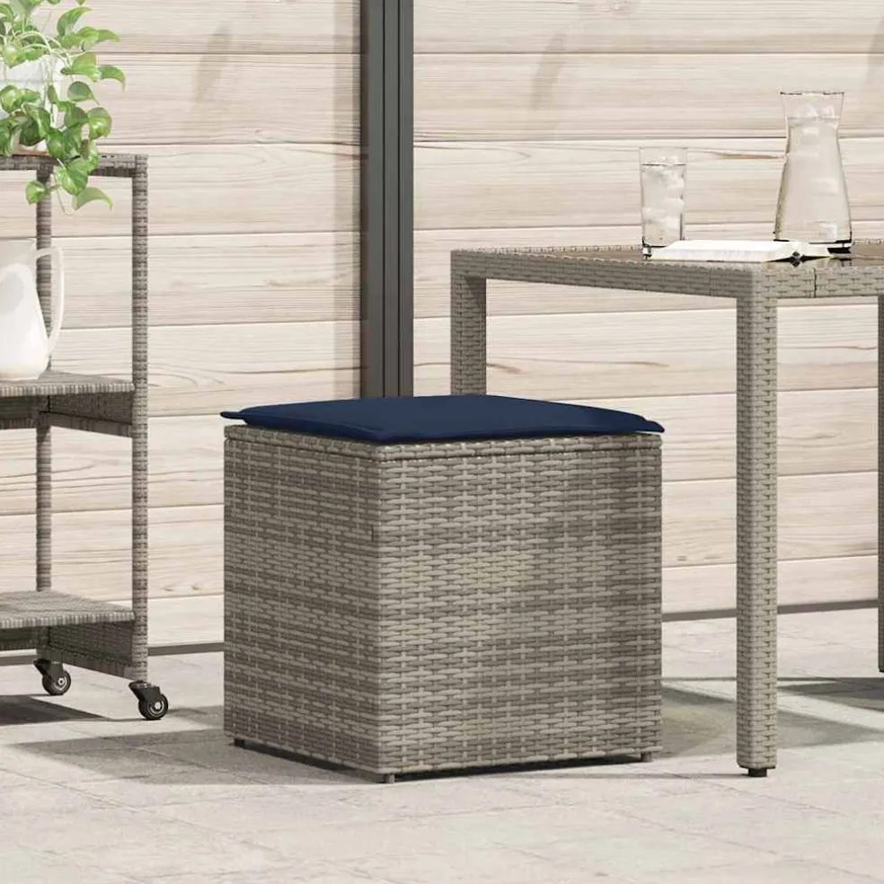 vidaXL Kussenbox met opslag Grijs 50 x 50 x 50 cm poly rattan