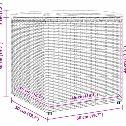 vidaXL Kussenbox met opslag Grijs 50 x 50 x 50 cm poly rattan