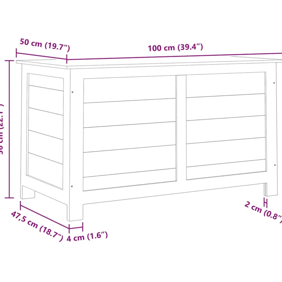 vidaXL Kussenbox 100x50x56 cm massief vurenhout