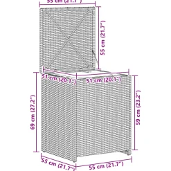 vidaXL Kussenbox 55 x 55 x 69 cm staal