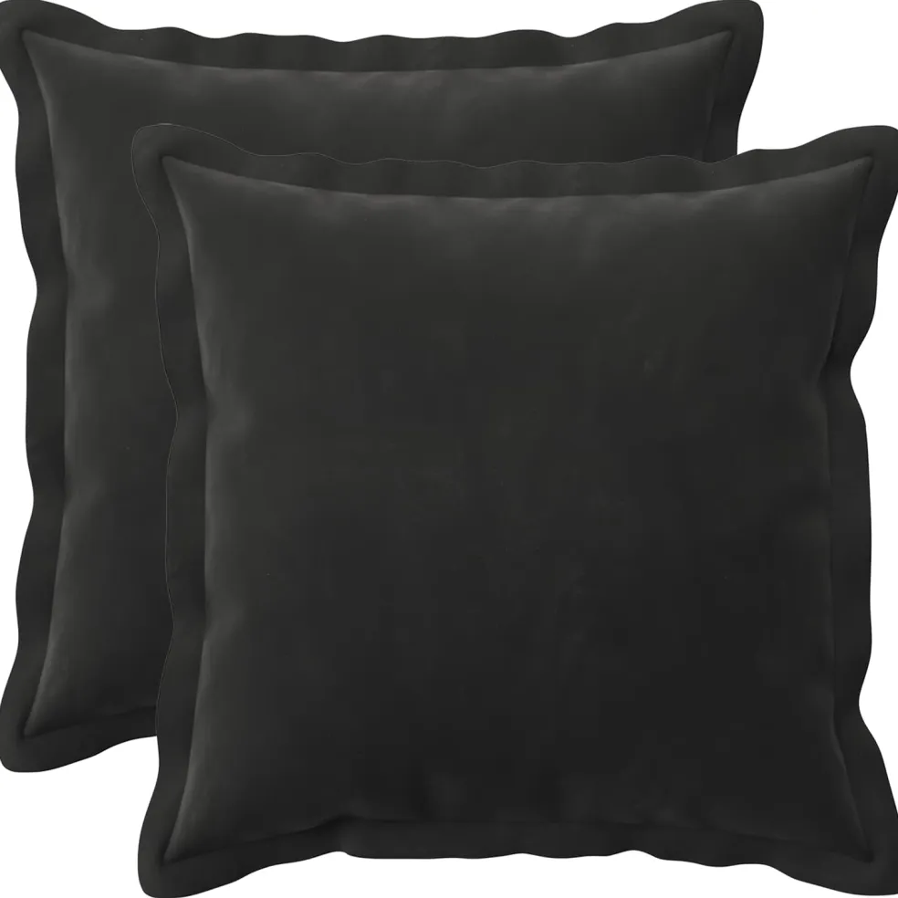 vidaXL Kussen met kussen HOUTEN 2 st Zwart fluweel