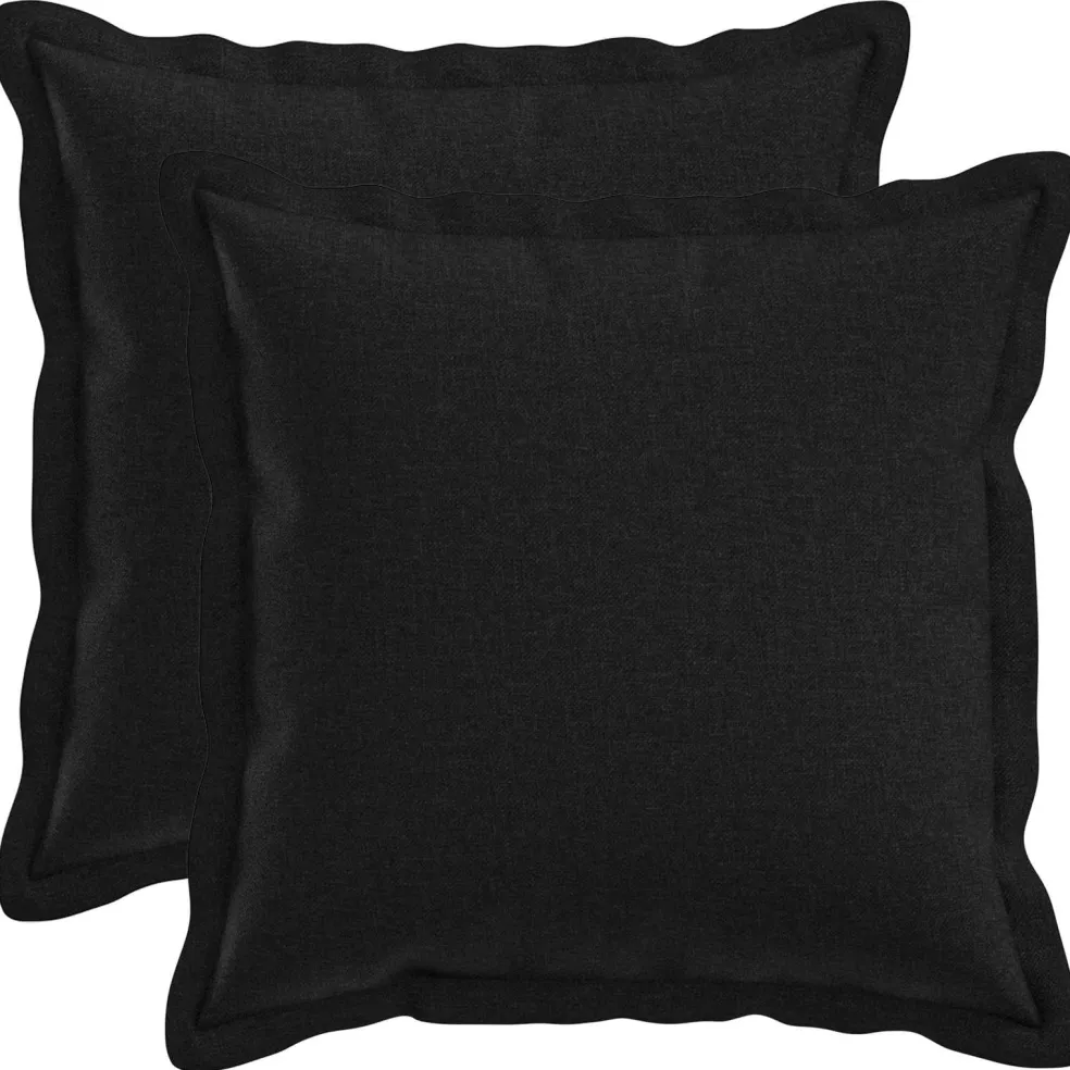 vidaXL Kussen met kussen HOUTEN 2 st Zwart Faux Linnen