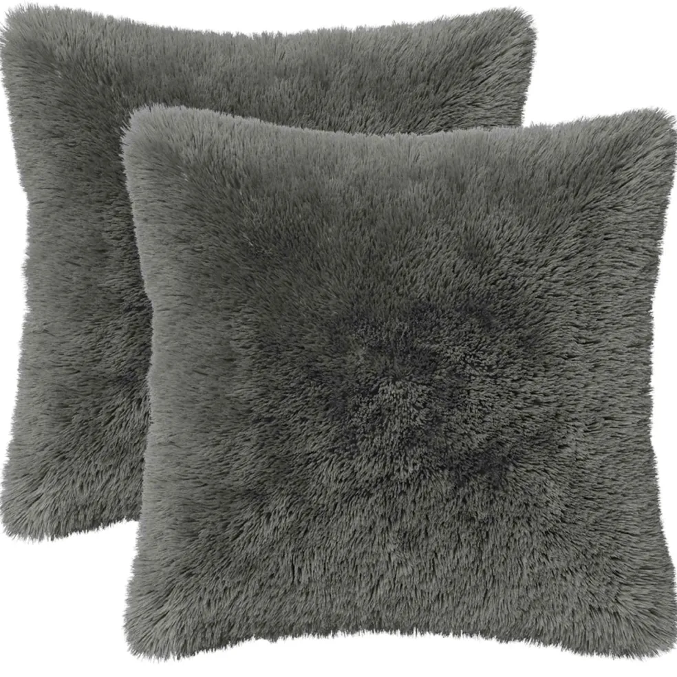 vidaXL Kussensloop 2 pcs HEERLEN Lichtgrijs 30 x 30 cm PV Fleece