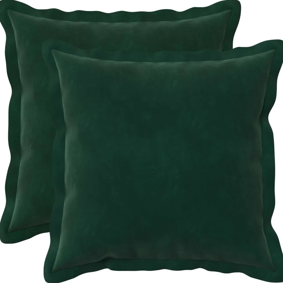 vidaXL Kussensloop 2 pcs HOUTEN Donkergroen 30 x 30 cm Fluweel
