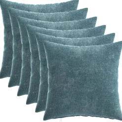 vidaXL Kussensloop 6 st HEERLEN Blauw 30 x 30 cm Chenille Stof