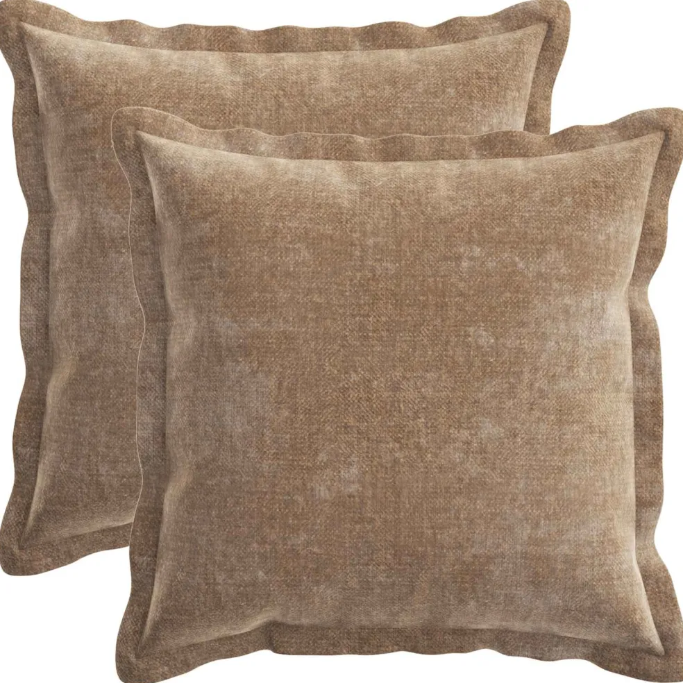 vidaXL Kussensloop 2 st HOUTEN Bruin 30 x 30 cm Chenille Stof
