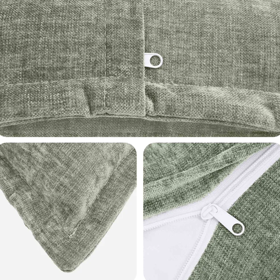vidaXL Kussensloop 2 st HOUTEN Groen 30 x 30 cm Chenille Stof
