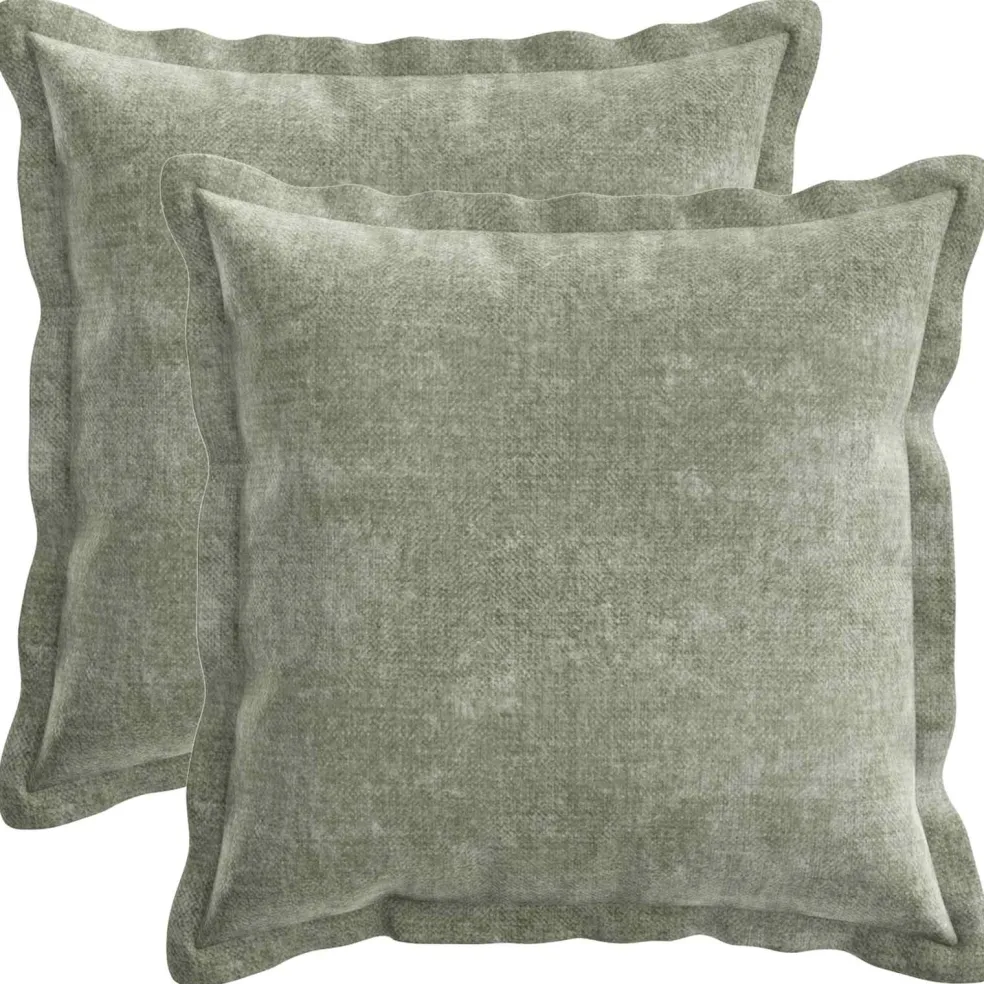 vidaXL Kussensloop 2 st HOUTEN Groen 30 x 30 cm Chenille Stof