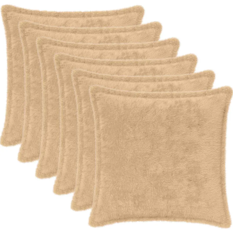 vidaXL Kussensloop 6 st HOUTEN Crèmekleurig 30 x 30 cm