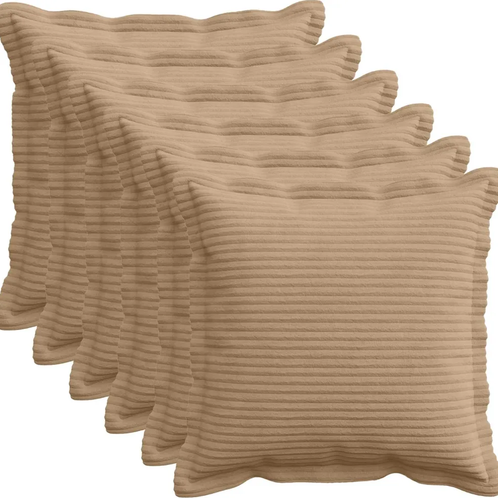 vidaXL Kussensloop 6 st HOUTEN Bruin 30 x 30 cm corduroy
