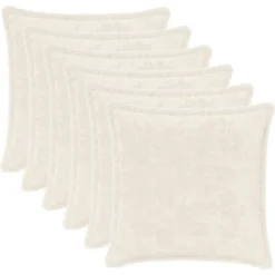 vidaXL Kussensloop 6 st HOUTEN Wit 30 x 30 cm Nep Konijnenbont