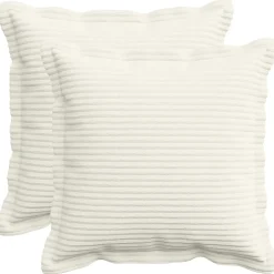 vidaXL Kussensloop 2 st HOUTEN Crèmekleurig 30 x 30 cm corduroy