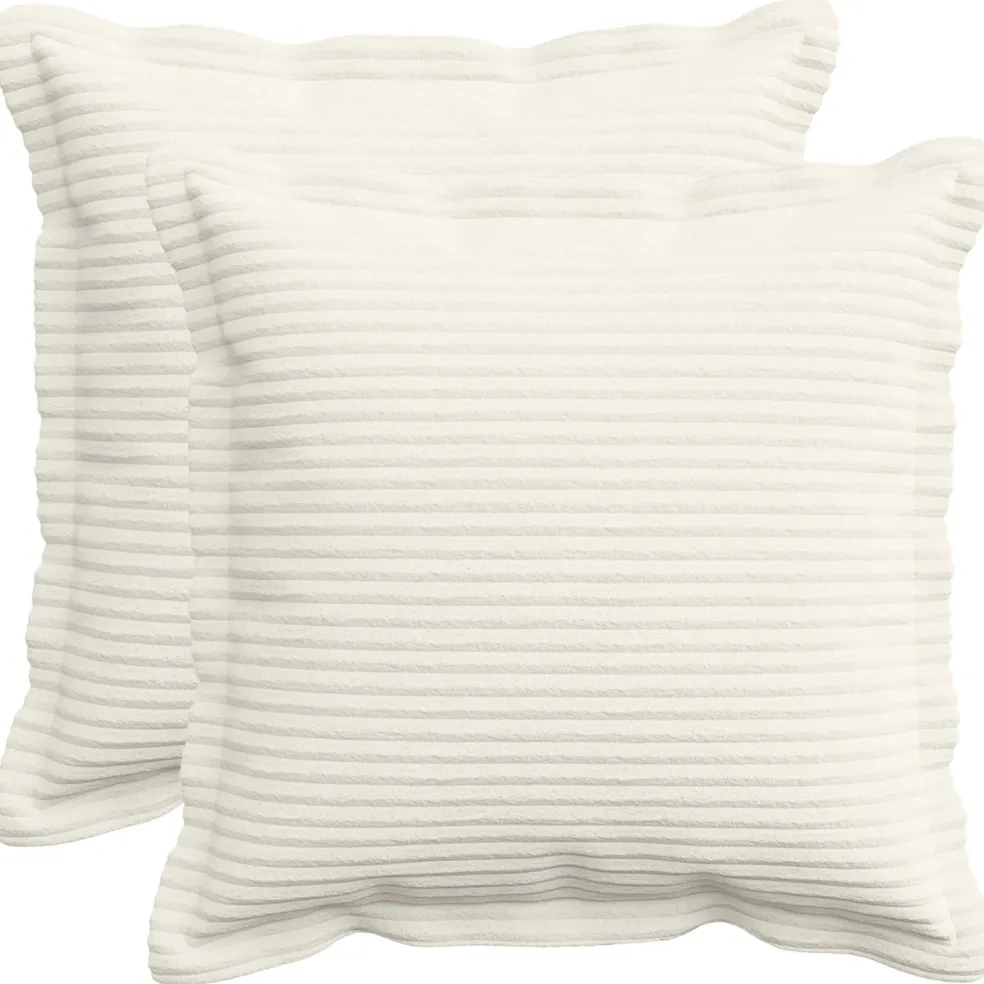 vidaXL Kussensloop 2 st HOUTEN Crèmekleurig 30 x 30 cm corduroy