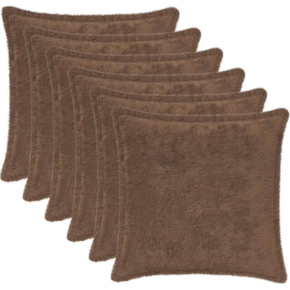 vidaXL Kussensloop 6 st HOUTEN Licht Bruin 30 x 30 cm Nep Konijnenbont