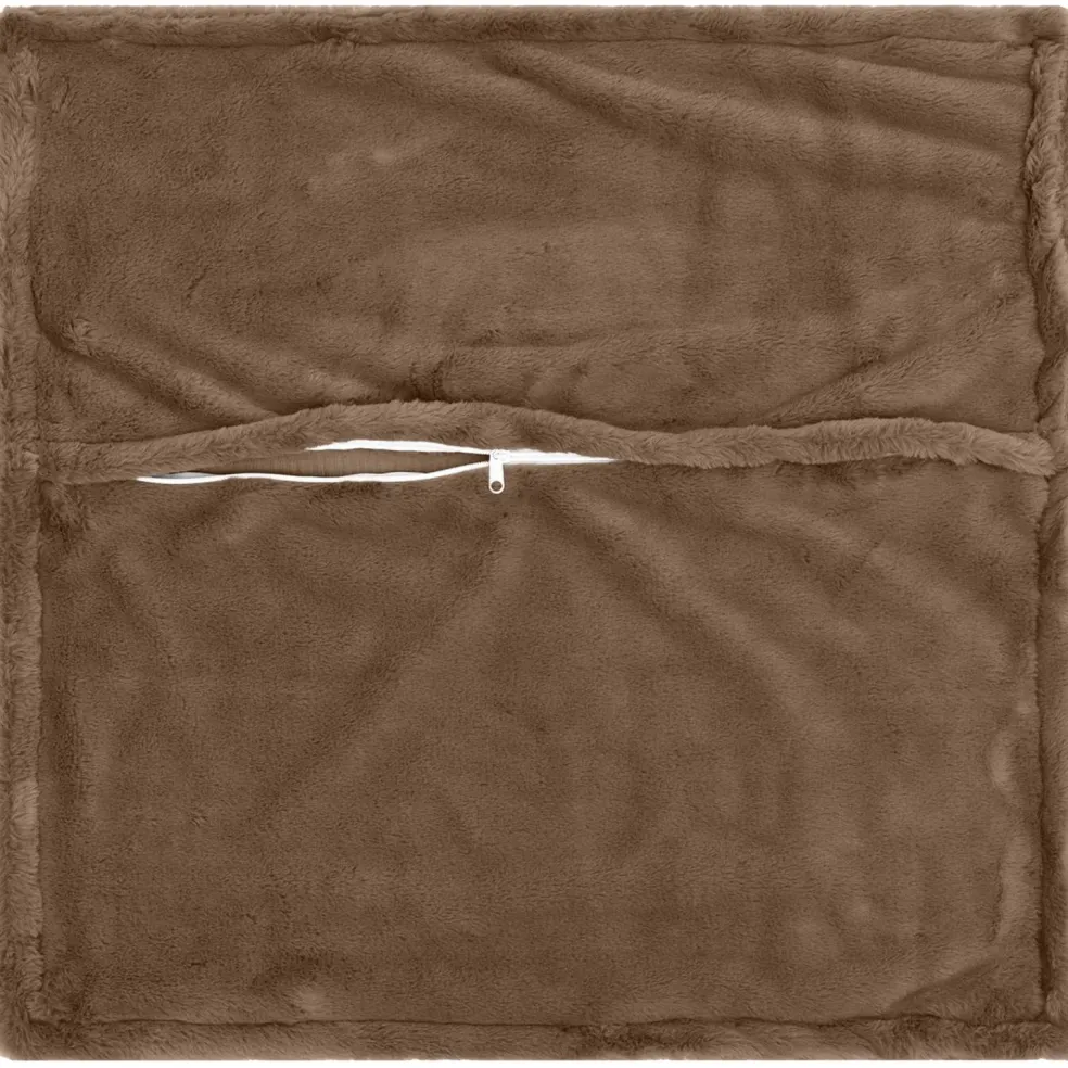 vidaXL Kussensloop 6 st HOUTEN Licht Bruin 30 x 30 cm Nep Konijnenbont