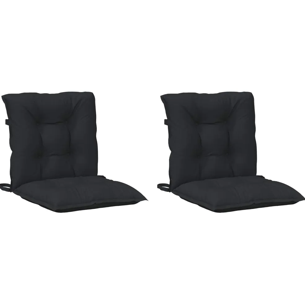 vidaXL Laagrug Stoelkussens Set 2 st Polyester Melange Zwart