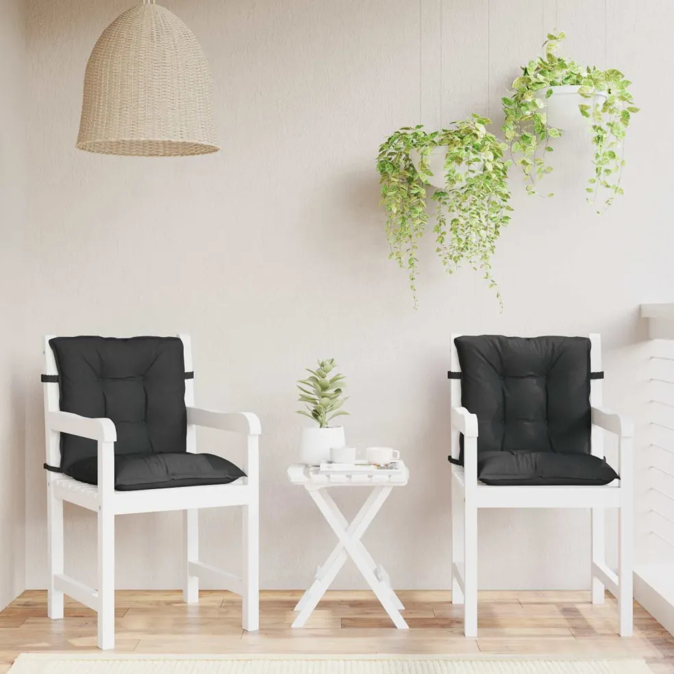 vidaXL Laagrug Stoelkussens Set 2 st Polyester Melange Zwart