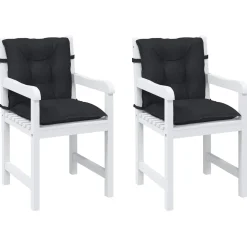 vidaXL Laagrug Stoelkussens Set 2 st Polyester Melange Zwart