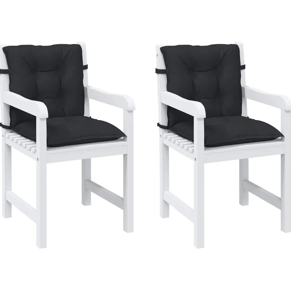 vidaXL Laagrug Stoelkussens Set 2 st Polyester Melange Zwart