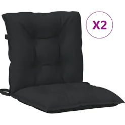 vidaXL Laagrug Stoelkussens Set 2 st Polyester Melange Zwart
