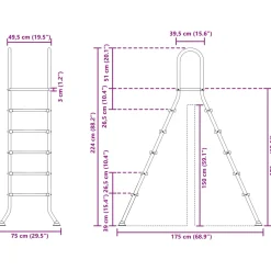 vidaXL Ladder voor bovengronds zwembad 224 x 175 cm 5-traps