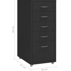 vidaXL Ladeblok verrijdbaar 28x41x69 cm metaal zwart