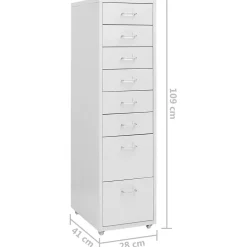 vidaXL Ladeblok verrijdbaar 28x41x109 cm metaal grijs