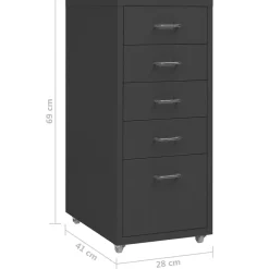 vidaXL Ladeblok verrijdbaar 28x41x69 cm metaal antracietkleurig