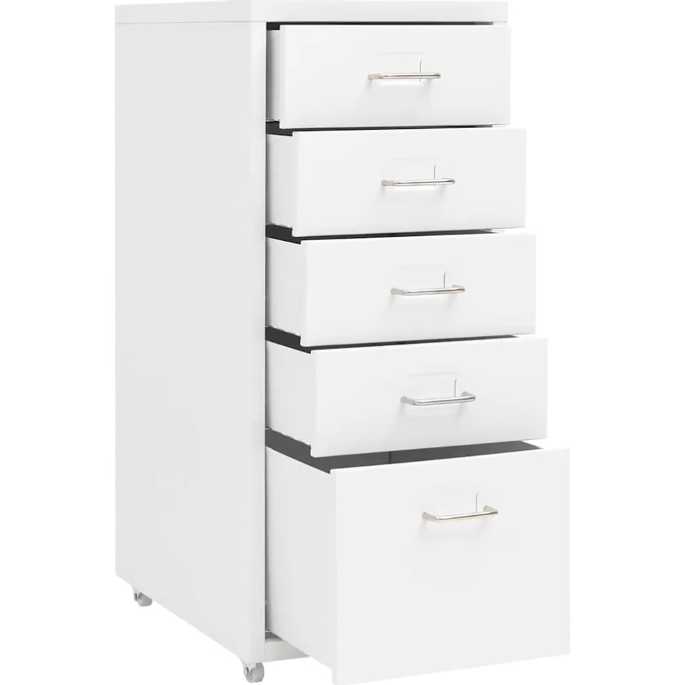 vidaXL Ladeblok verrijdbaar 28x41x69 cm metaal wit