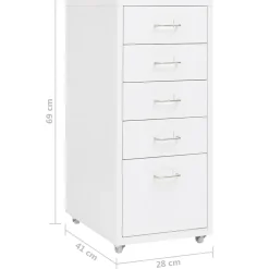 vidaXL Ladeblok verrijdbaar 28x41x69 cm metaal wit