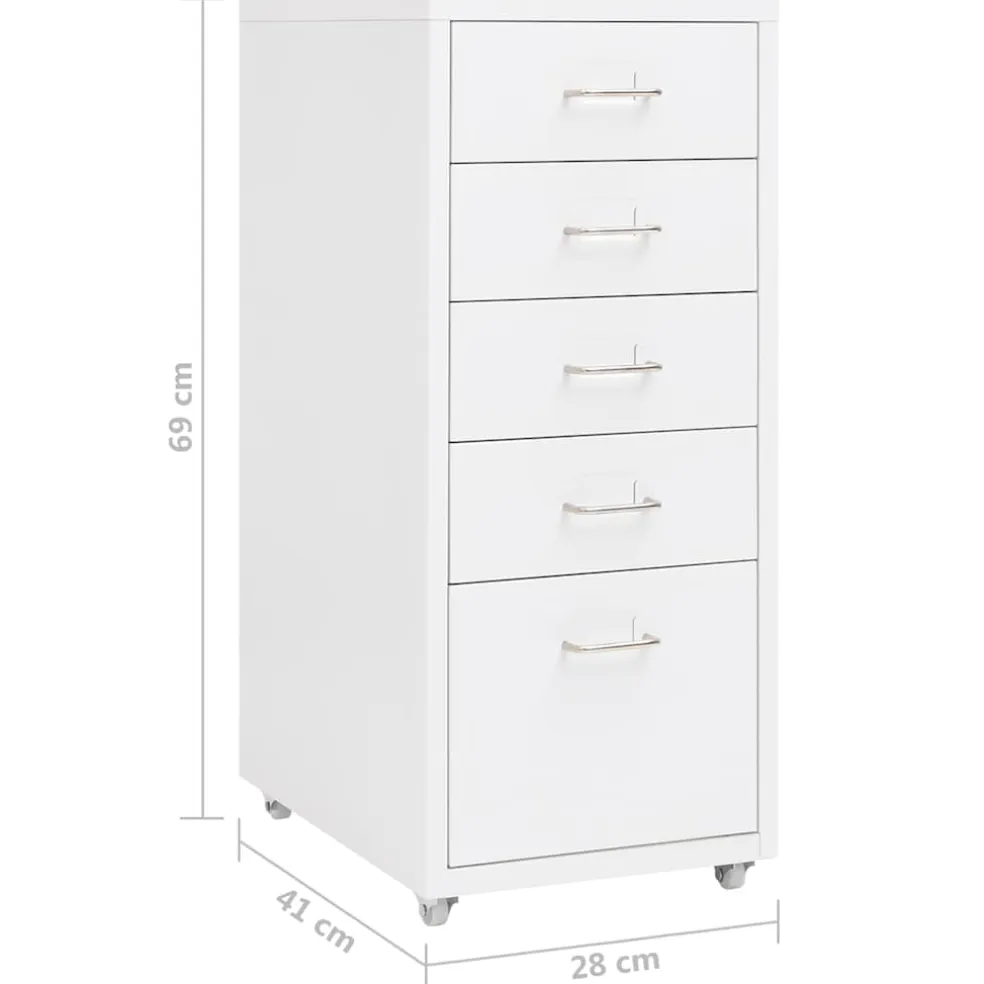 vidaXL Ladeblok verrijdbaar 28x41x69 cm metaal wit