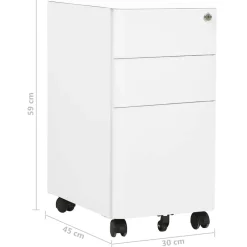 vidaXL Ladeblok verrijdbaar 39x45x59 cm staal wit