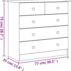 vidaXL Ladekast ALTA 77x35x73 cm massief grenenhout wit
