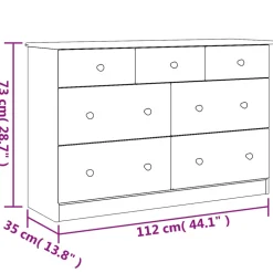 vidaXL Ladekast ALTA 112x35x73 cm massief grenenhout wit