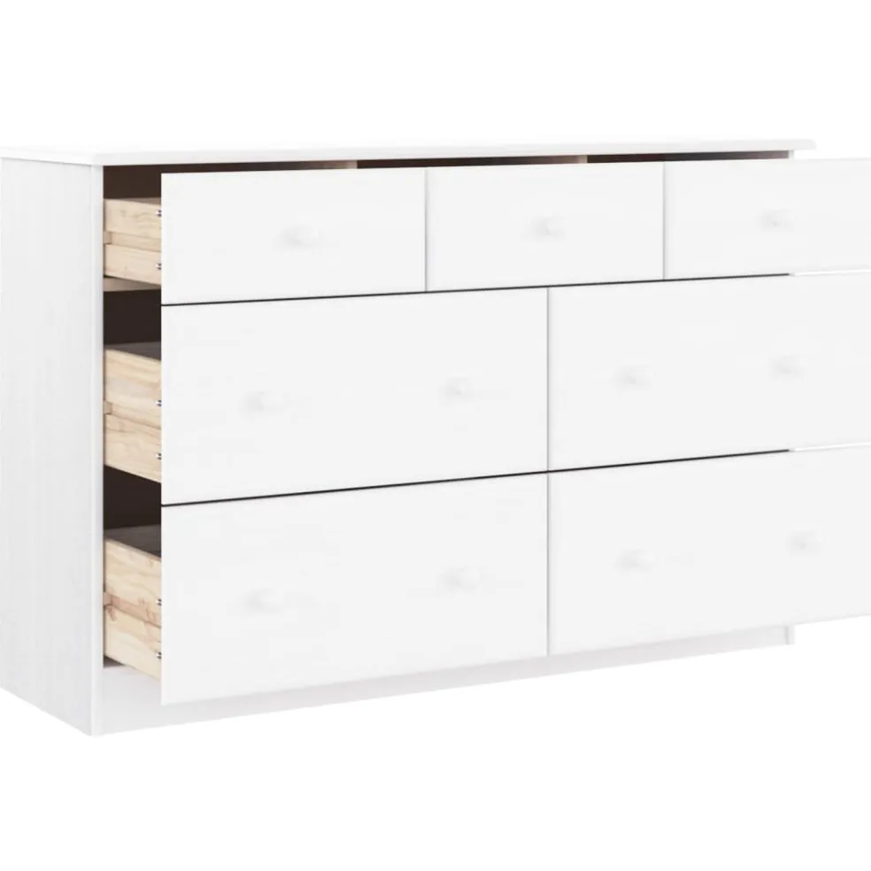 vidaXL Ladekast ALTA 112x35x73 cm massief grenenhout wit