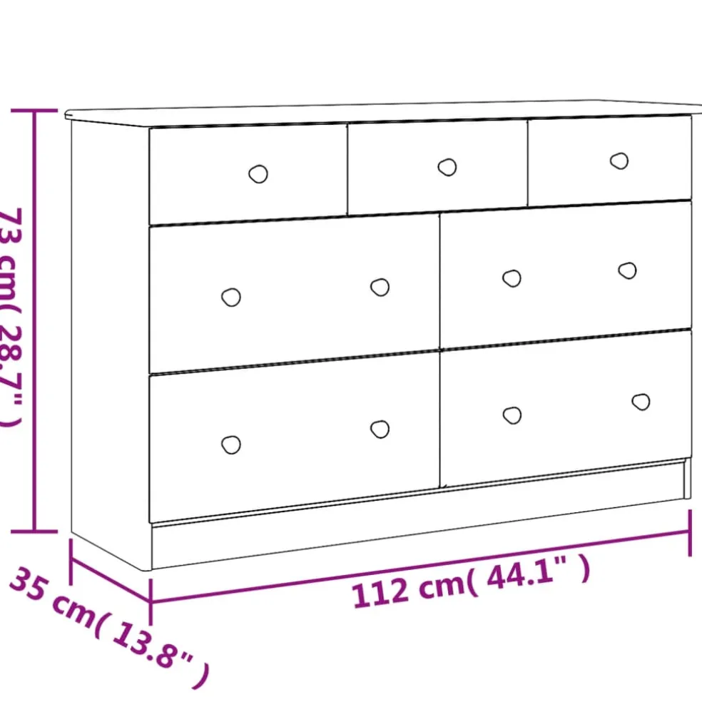 vidaXL Ladekast ALTA 112x35x73 cm massief grenenhout