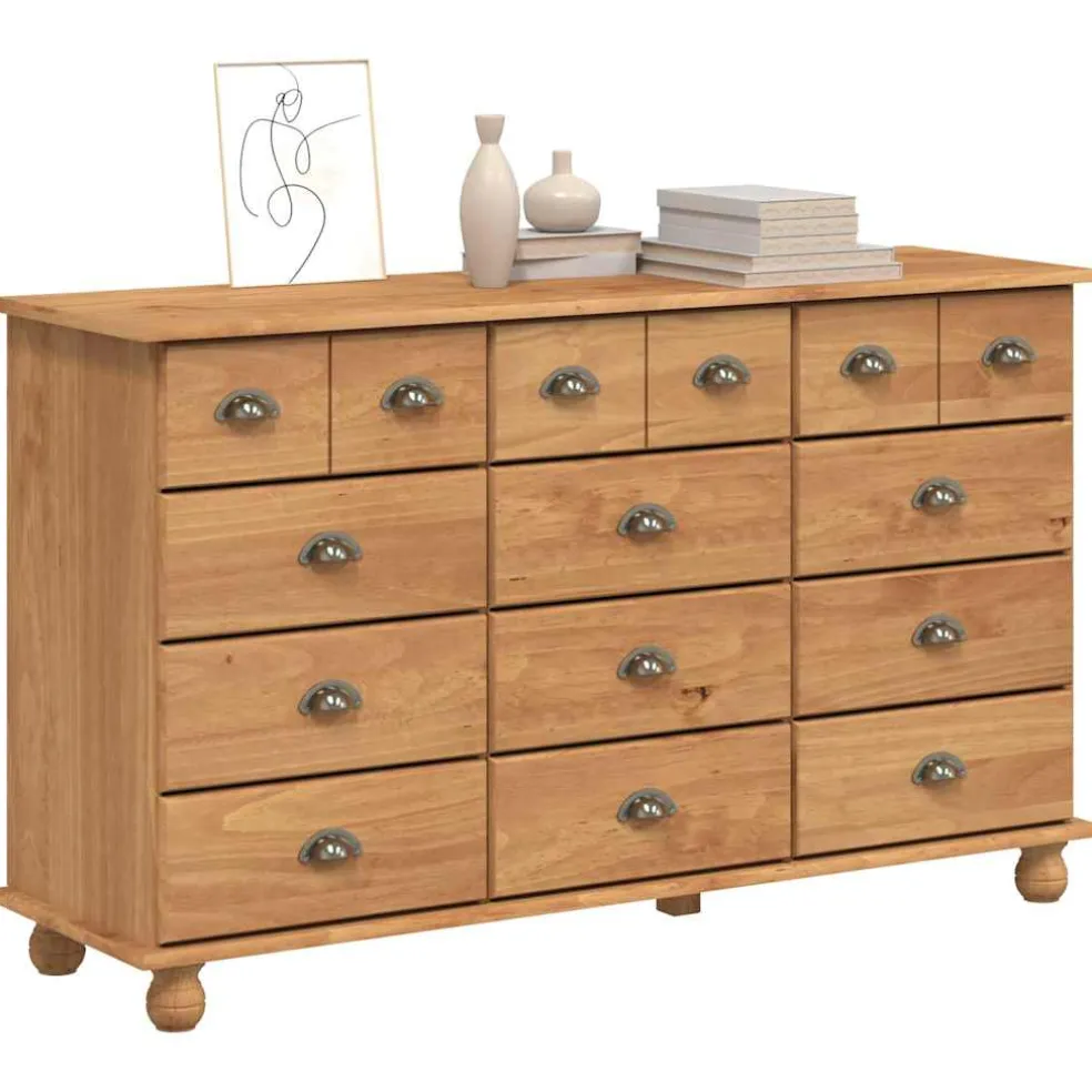 vidaXL Ladekast ASKIM Bruin 79 x 40 x 133,5 cm Massief grenenhout