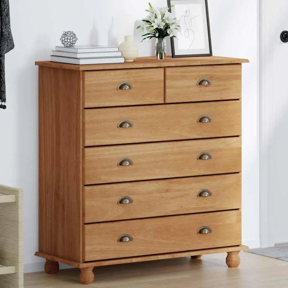 vidaXL Ladekast ASKIM Bruin 91 x 40 x 95,5 cm Massief grenenhout