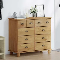 vidaXL Ladekast ASKIM Bruin 91 x 40 x 79 cm Massief grenenhout