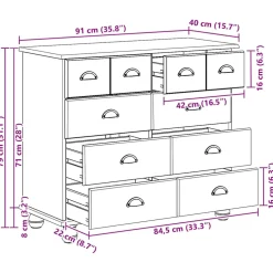 vidaXL Ladekast ASKIM Bruin 91 x 40 x 79 cm Massief grenenhout