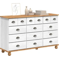 vidaXL Ladekast ASKIM Wit 79 x 40 x 133,5 cm Massief grenenhout