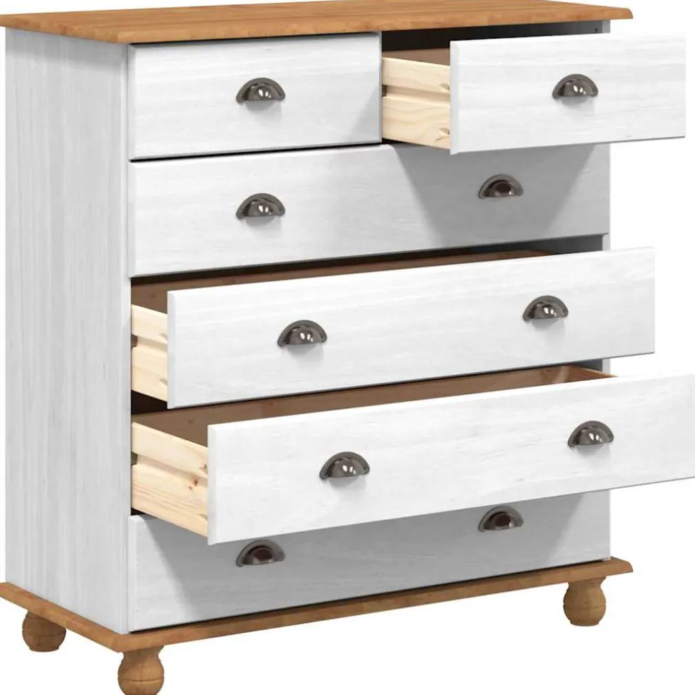 vidaXL Ladekast ASKIM Wit 91 x 40 x 95,5 cm Massief grenenhout