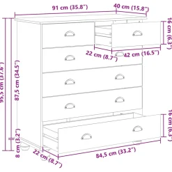 vidaXL Ladekast ASKIM Wit 91 x 40 x 95,5 cm Massief grenenhout