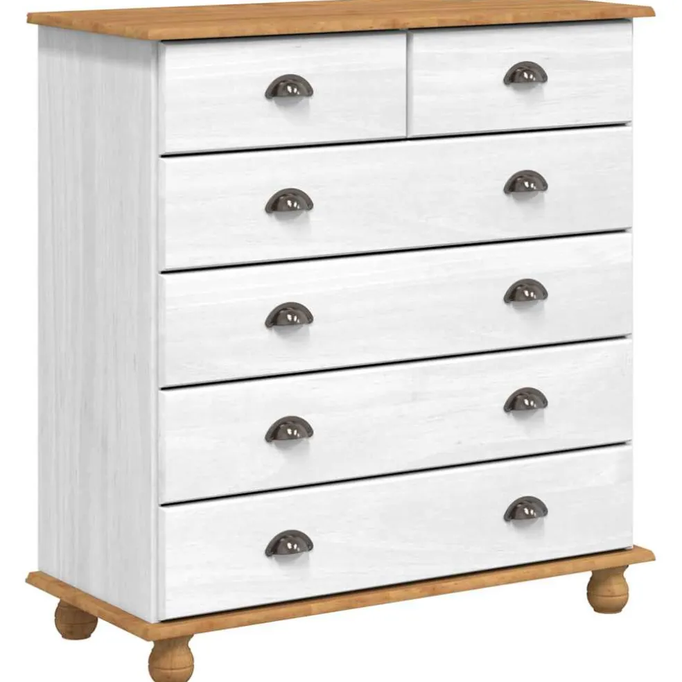 vidaXL Ladekast ASKIM Wit 91 x 40 x 95,5 cm Massief grenenhout